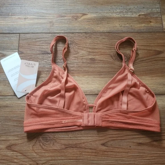 LIVELY Bra Womens M Orange Mesh Trim Bralette Terracotta NEW - Picture 8 of 8